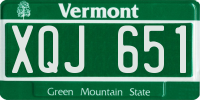 VT license plate XQJ651