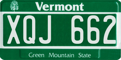 VT license plate XQJ662