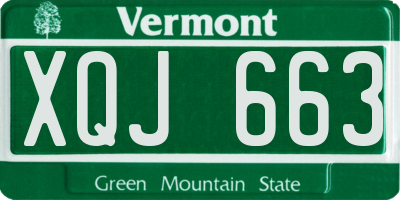 VT license plate XQJ663
