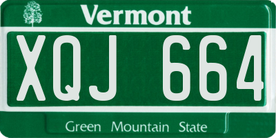 VT license plate XQJ664