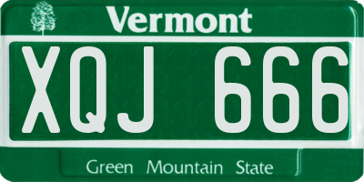 VT license plate XQJ666