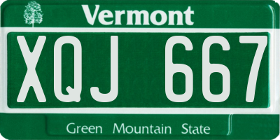 VT license plate XQJ667