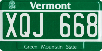 VT license plate XQJ668
