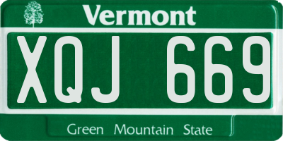 VT license plate XQJ669