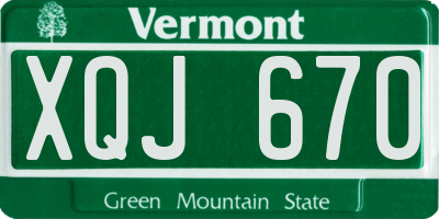 VT license plate XQJ670