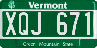 VT license plate XQJ671