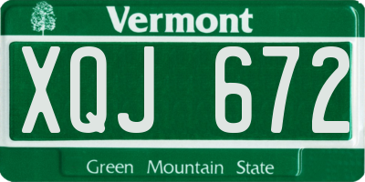 VT license plate XQJ672