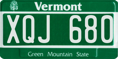 VT license plate XQJ680