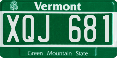 VT license plate XQJ681