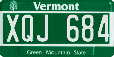 VT license plate XQJ684