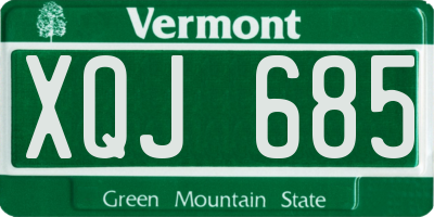 VT license plate XQJ685