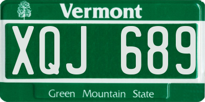 VT license plate XQJ689