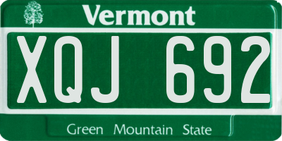VT license plate XQJ692