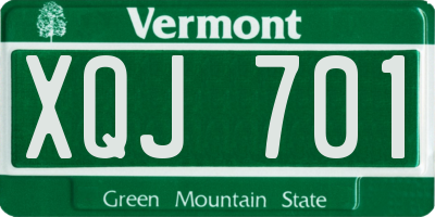 VT license plate XQJ701