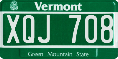 VT license plate XQJ708