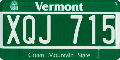 VT license plate XQJ715