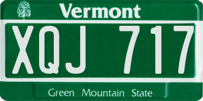 VT license plate XQJ717