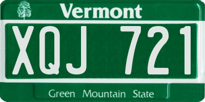 VT license plate XQJ721