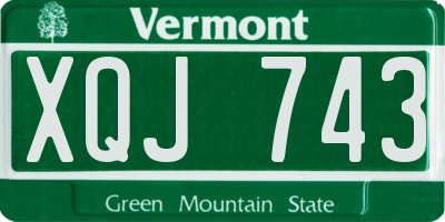 VT license plate XQJ743