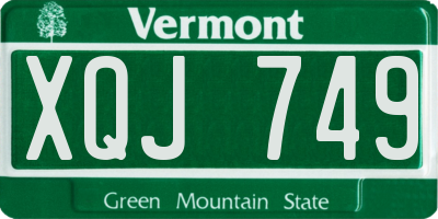 VT license plate XQJ749