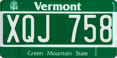 VT license plate XQJ758