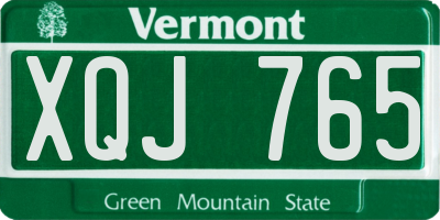 VT license plate XQJ765