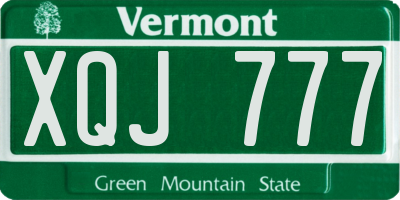 VT license plate XQJ777