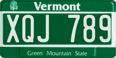 VT license plate XQJ789