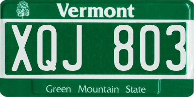 VT license plate XQJ803