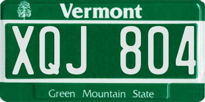 VT license plate XQJ804