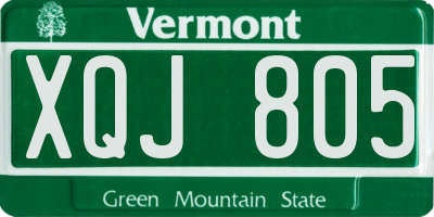 VT license plate XQJ805