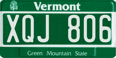 VT license plate XQJ806