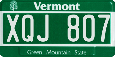 VT license plate XQJ807