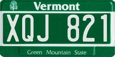 VT license plate XQJ821