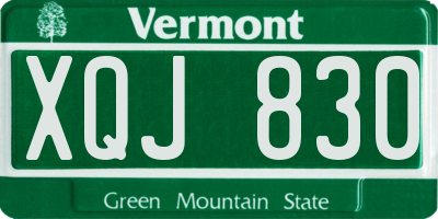 VT license plate XQJ830