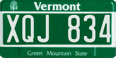 VT license plate XQJ834