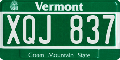 VT license plate XQJ837