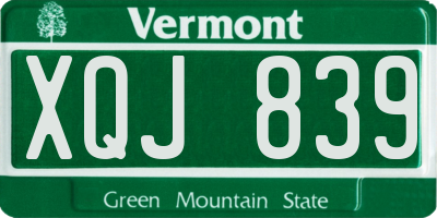 VT license plate XQJ839
