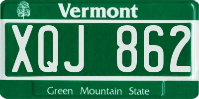 VT license plate XQJ862