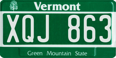 VT license plate XQJ863