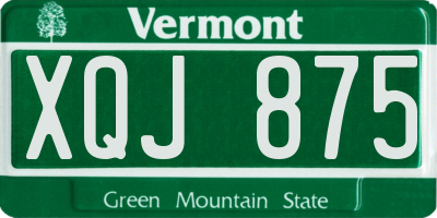 VT license plate XQJ875