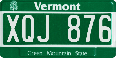 VT license plate XQJ876