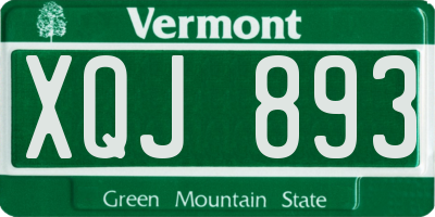 VT license plate XQJ893