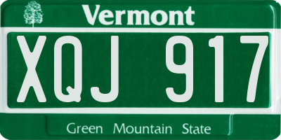 VT license plate XQJ917