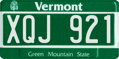 VT license plate XQJ921