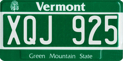 VT license plate XQJ925