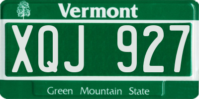 VT license plate XQJ927