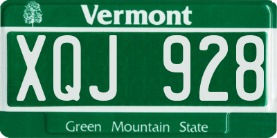 VT license plate XQJ928