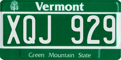 VT license plate XQJ929