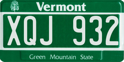 VT license plate XQJ932